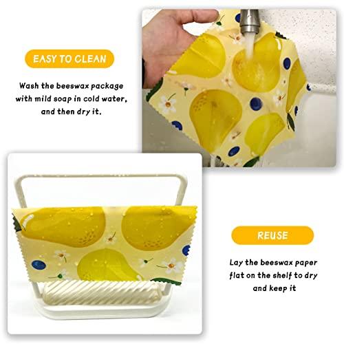 WDG Reusable Beeswax Wrap - 9 Pack, Beeswax Wraps for Food, Eco-Friendly Beeswax Food Wrap, Organic, Sustainable, Biodegradable, Zero Waste, Plastic-Free Food Storage (1L Orange | 3M Lemon | 5S Pear)