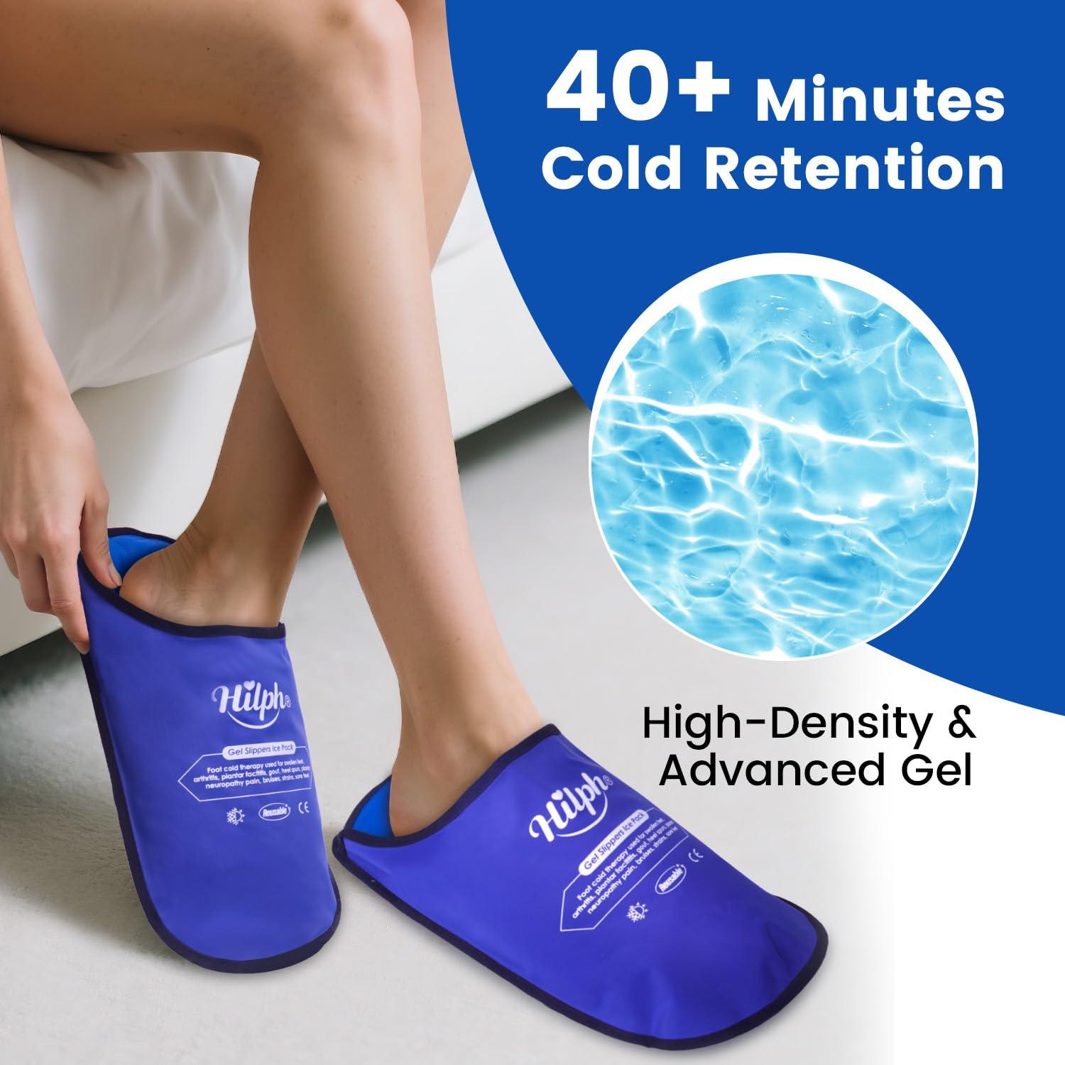 Hilph Hilph Foot Ice Pack Slippers for Plantar Fasciitis 2 Packs, Reusable Hot Cold Packs Gel Ice Slipper for Foot and Broken Toes, Gout, Foot Surgery, Neuropathy, Diabetic, Swollen (Dark Blue)