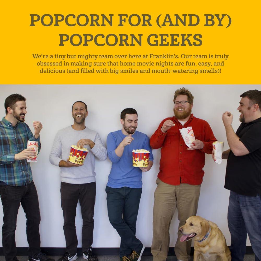 Franklin's Gourmet Popcorn Franklins Gourmet Popcorn All-In-One Pre-Measured Packs - 2oz. Pack of 24 - Butter Flavored Coconut Oil + Butter Salt Popcorn Seasoning + Organic Corn - Authentic Movie Theater Taste Made in USA