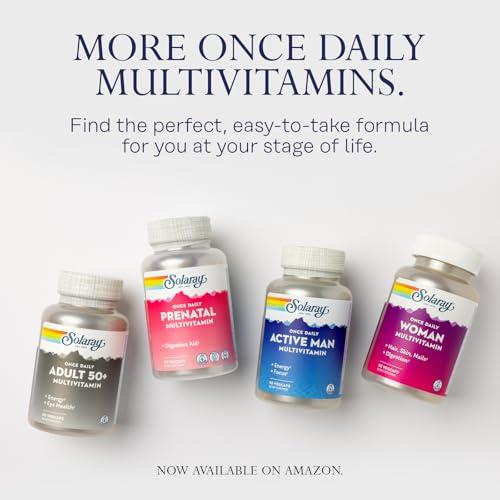 SOLARAY SOLARAY Once Daily High Energy Multivitamin for Women and Men - Energy Supplements - Immune Support w/Vitamin C, A, D and E, Vitamin B Complex, Trace Minerals, 60-Day Guarantee, 180 Serv, 180 VegCaps