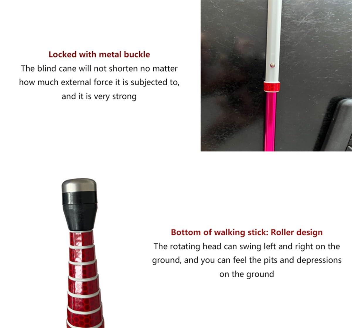 JDKMNE Walking Cane for The Visually Impaired and Blind, 8 Sections Blind Cane with Reflective(Figure 2), Titanium Alloy Telescopic Blind Walking Stick (139.5cm/55in)