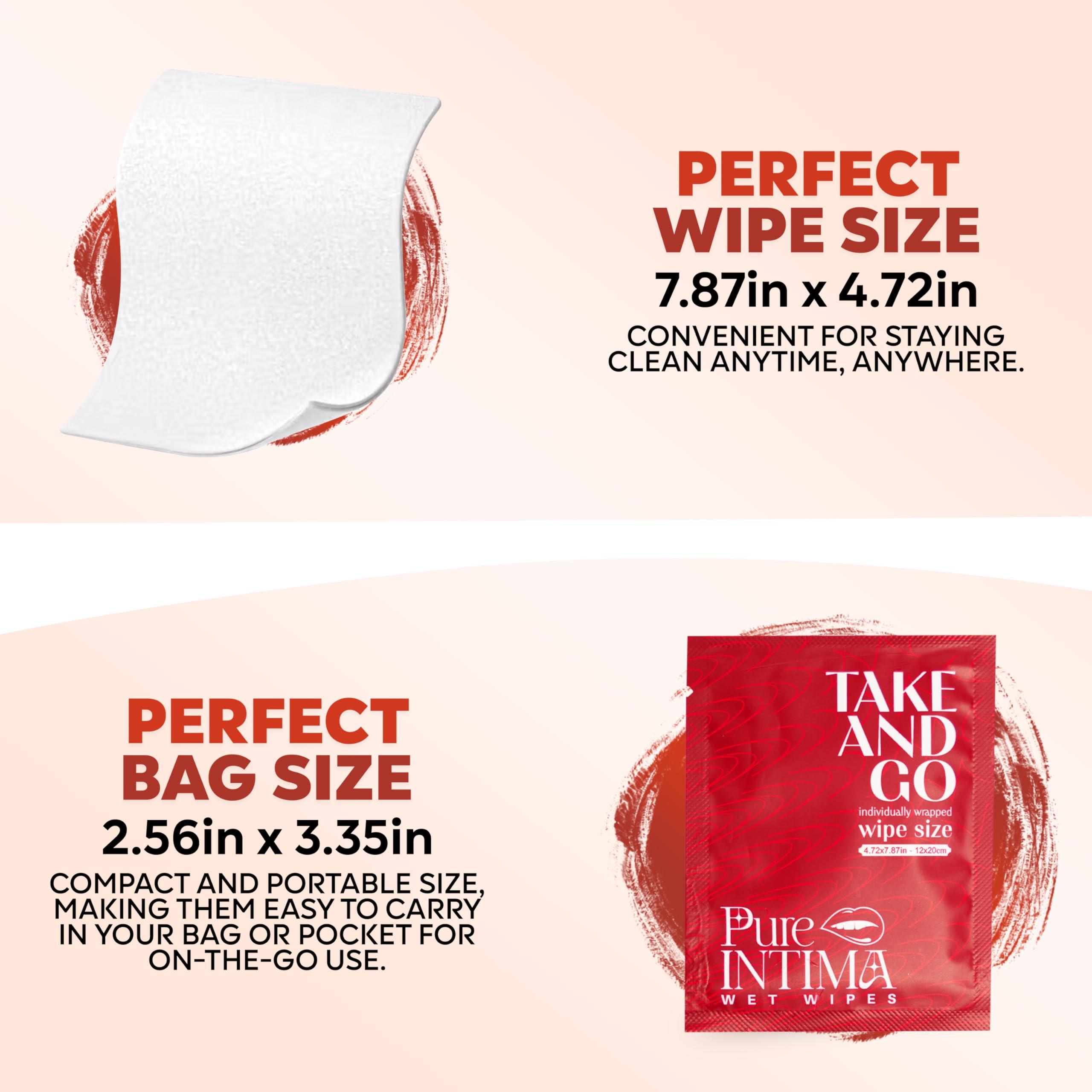 PureIntima PureIntima Feminine Wipes Individually Wrapped 40 Pack - Flushable Wipes Travel Essentials For Women - Feminine Care Wet Wipes Travel Size Toiletries - Wipes For Adults - Purse Essentials - Toallitas