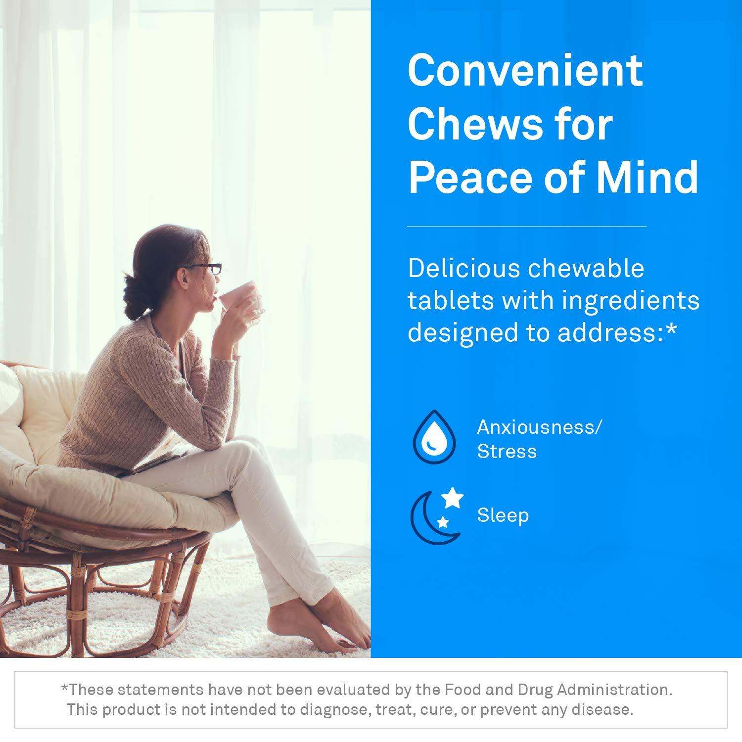 NeuroScience Neuorscience GABA Trex L Theanine Supplement - Calm Aid for Daytime Stress Support & Evening Relaxation - Chewable Grape-Flavored Tablets - Vegan & Non-GMO (60 Tablets)