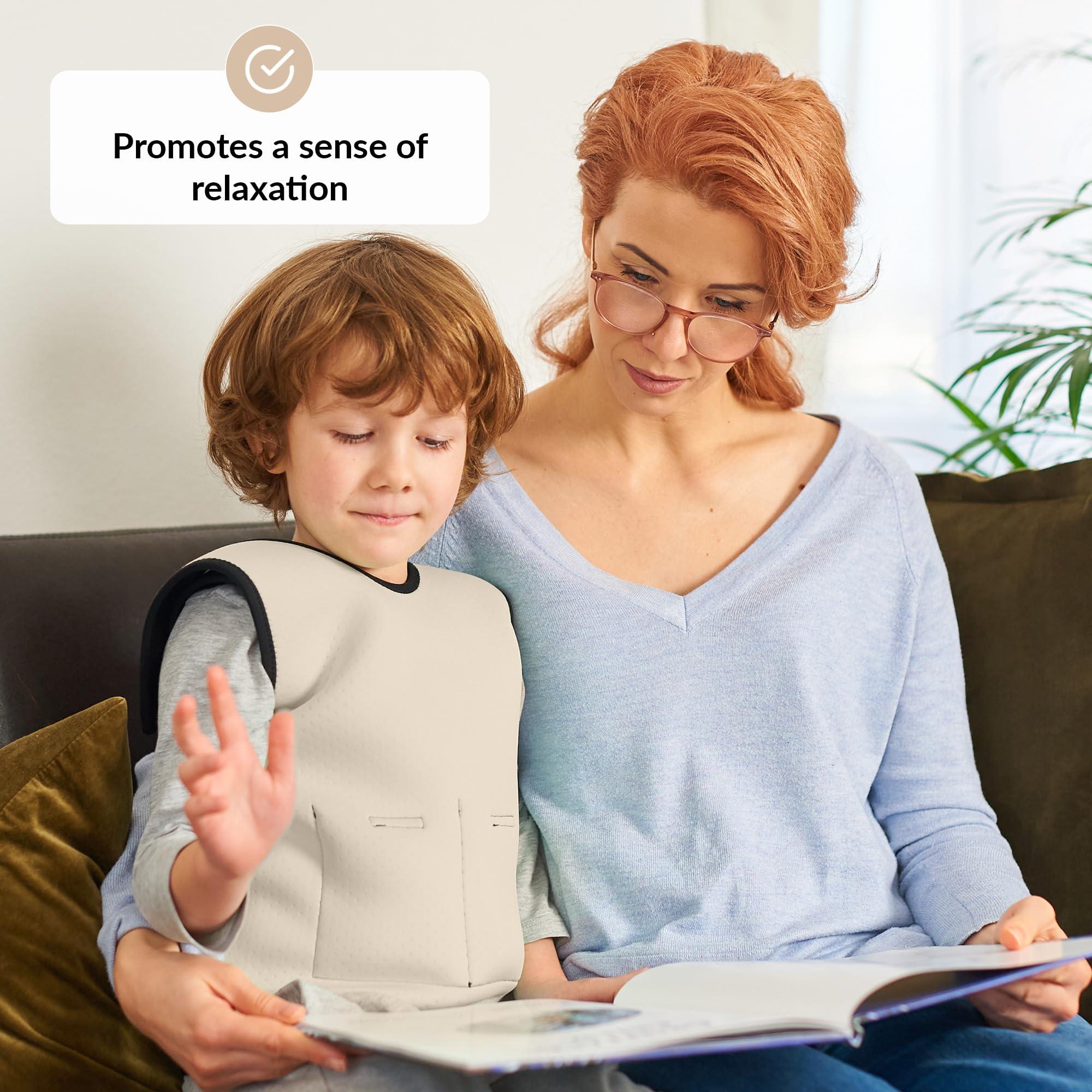 ODOXIA Weighted Vest for Kids | Provide Deep Pressure Comfort | ADHD Tools for Kids | Autism Sensory Clothing | Adjustable Weighted Vest | Weighted Compression Vest (Beige, Large)