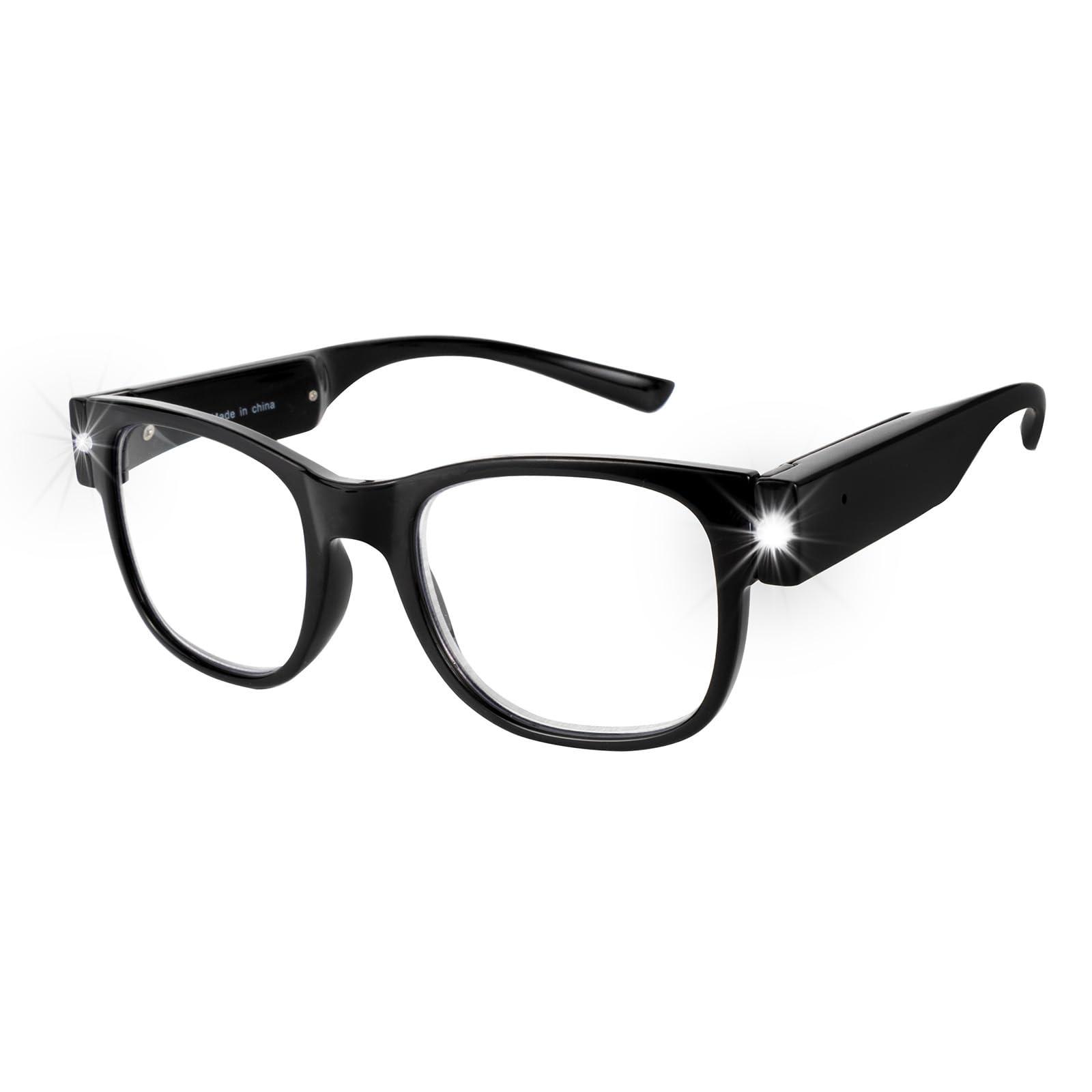 OuShiun OuShiun USB Rechargeable Led Reading Glasses Smart Lighted Eyewear for Women Men (Black, 2.0X)