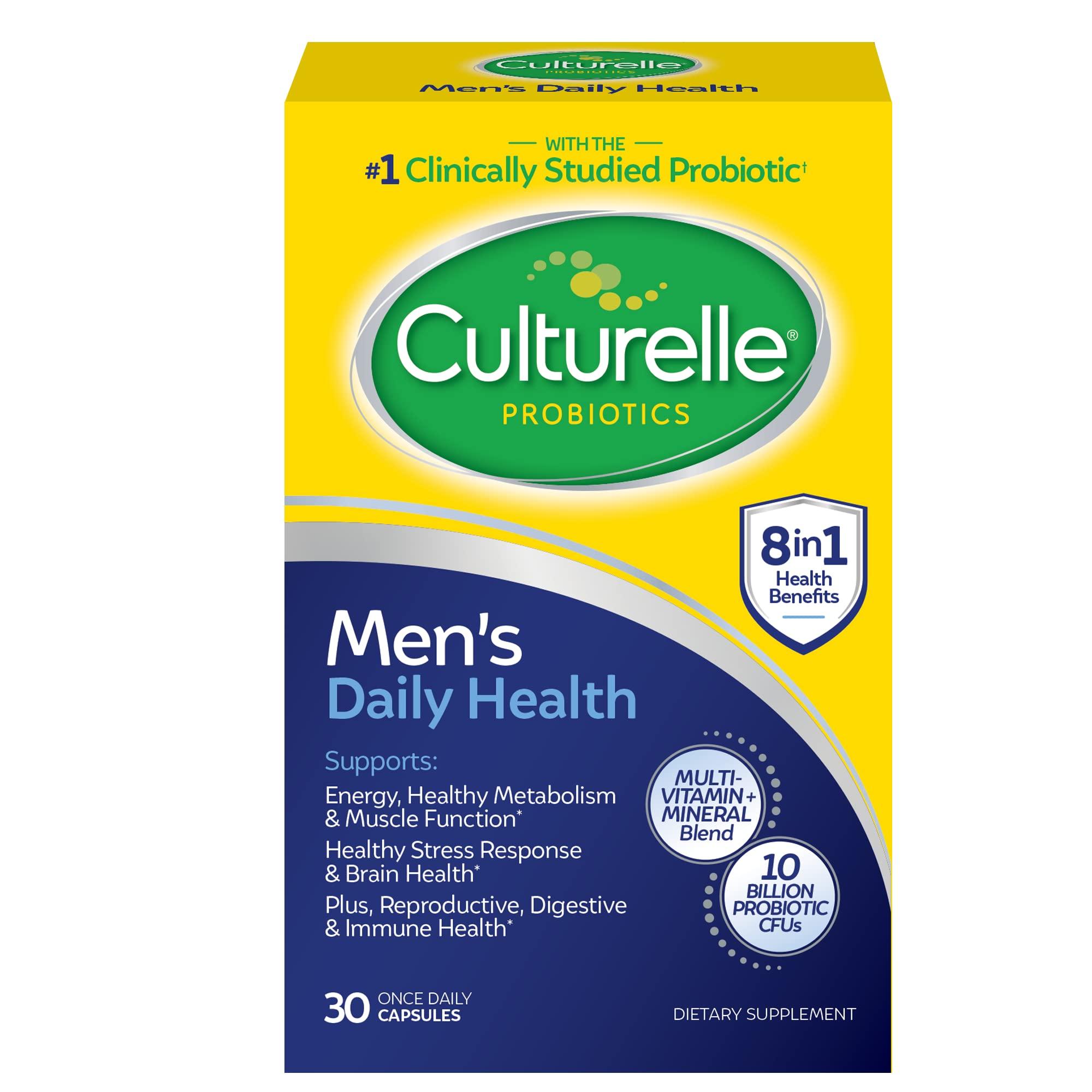 Culturelle Culturelle Daily Health 8-in-1 Probiotic and Multivitamin for Men - 30 Count - Naturally-Sourced Probiotics for Digestive Health & Immune Support, with Magnesium, Vitamin D3, Vitamin C, Vitamin B12