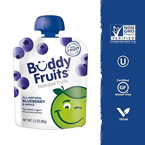 Buddy Fruits Buddy Fruits Snacks To Go Blueberry Unsweetened Applesauce 3.2oz Pouch (18pk) Gluten-Nut-Dairy-Preservatives-BPA Free, Non GMO, Kosher