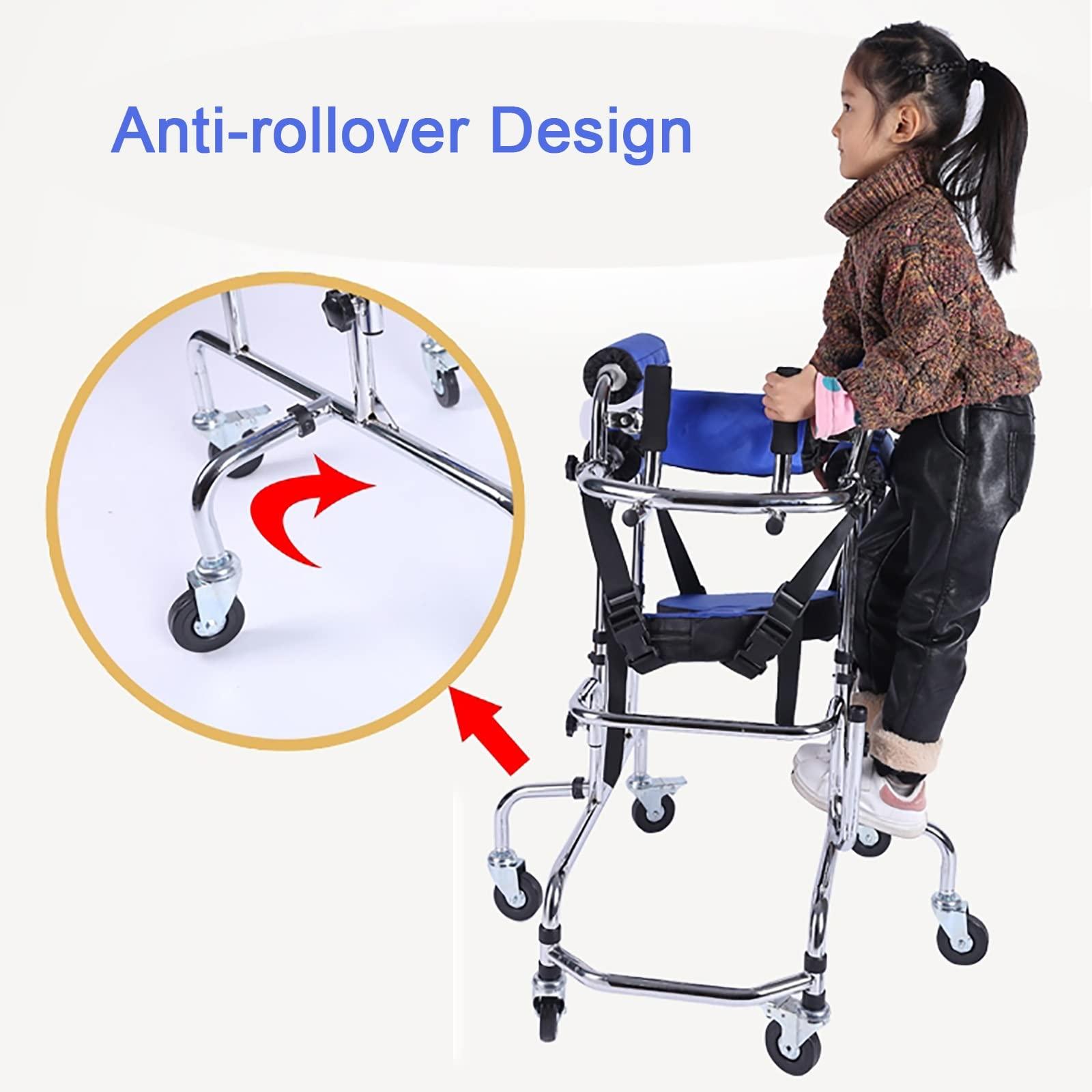 ZHDBMM Walkers for Seniors, Walker Children with Cerebral Palsy, Hemiplegia Stroke Rehabilitation Standing Frame Adult Walker Walking Aid for The Disabled ( Color : Men , Size : Height: 2.9~3.9ft )