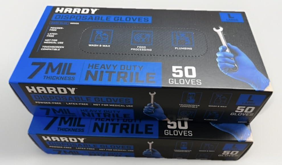 Generic Hardy 7 mil Nitrile Powder Free Gloves 50 Pc 2 Boxes (Medium)