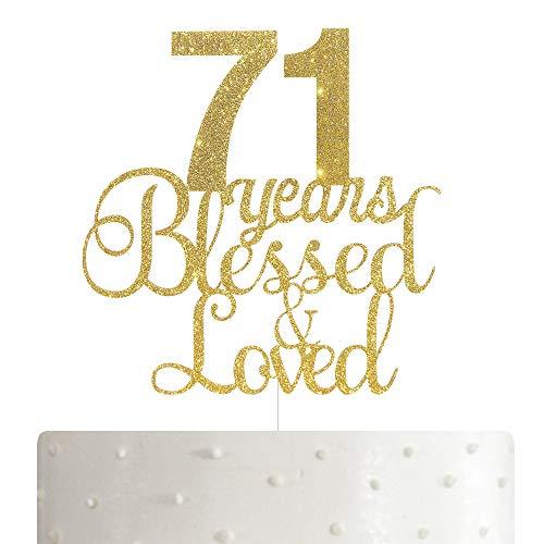ALPHA K ALPHA K 71 st Birthday/Anniversary Cake Topper – 71 Years Blessed & Loved Cake Topper with Gold Glitter