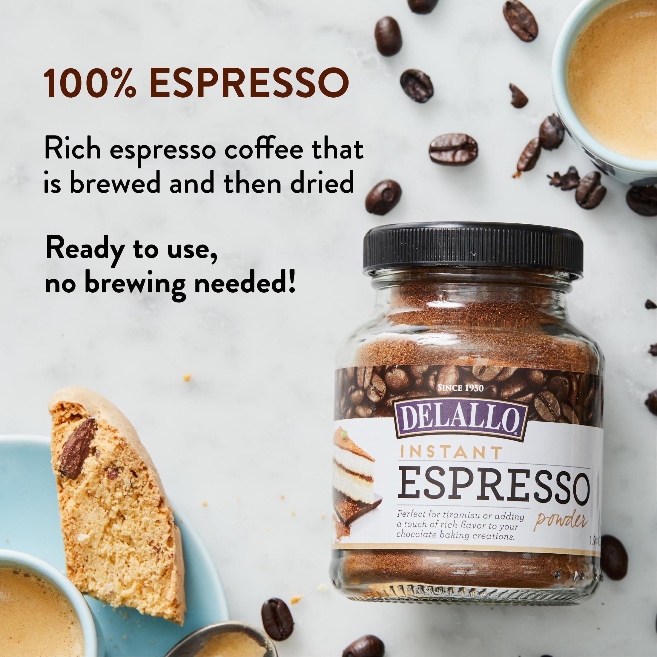 DeLallo DeLallo Instant Espresso Powder, 1.94 Ounce Jar, For Baking and Drinks,100% Dark Roast Coffee, Naturally Caffeinated, Non GMO