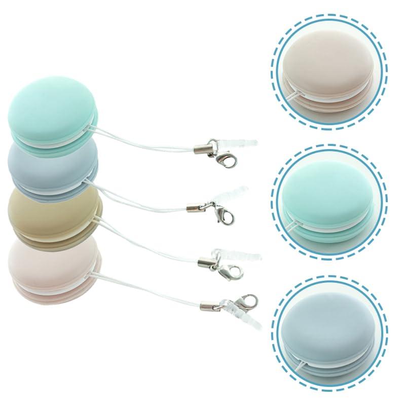 Healifty Healifty Pouch Microfiber Cleaning Cloth Macaron Shape - 4pcs Portable Lens & Screen Cleaner Cloth Keychain Mini Phone Screen Wiper Glasses Eyeglass Brush (Pink,Blue,Green,Khaki)