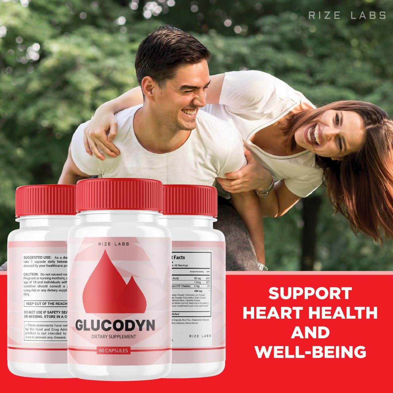 rize labs Glucodyn - Glucodyn Supplement, Advanced Formula for Overall Wellness Boost, Glucodyn to Energize Your Every Day for Peak Performance, Gluco Dyn Reviews (60 Capsules)