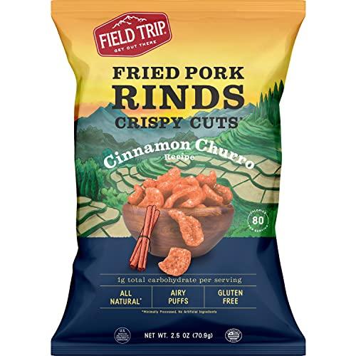 Field Trip Field Trip Gluten Free Pork Rinds, Paleo and Keto Friendly Airy Puffs, Crunchy High Protein Snacks, Low Carb Snack from Back Pork Skins, 2.5oz Bag, 4 Pack, Cinnamon Churro