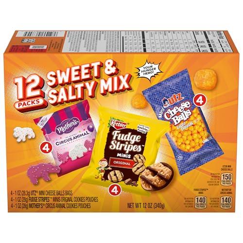 Keebler Keebler Sweet & Salty Mix, Keebler Fudge Stripes, Mother\'s Circus Animals, Utz Mini Cheese Balls, 1 Oz. (Pack of 12)