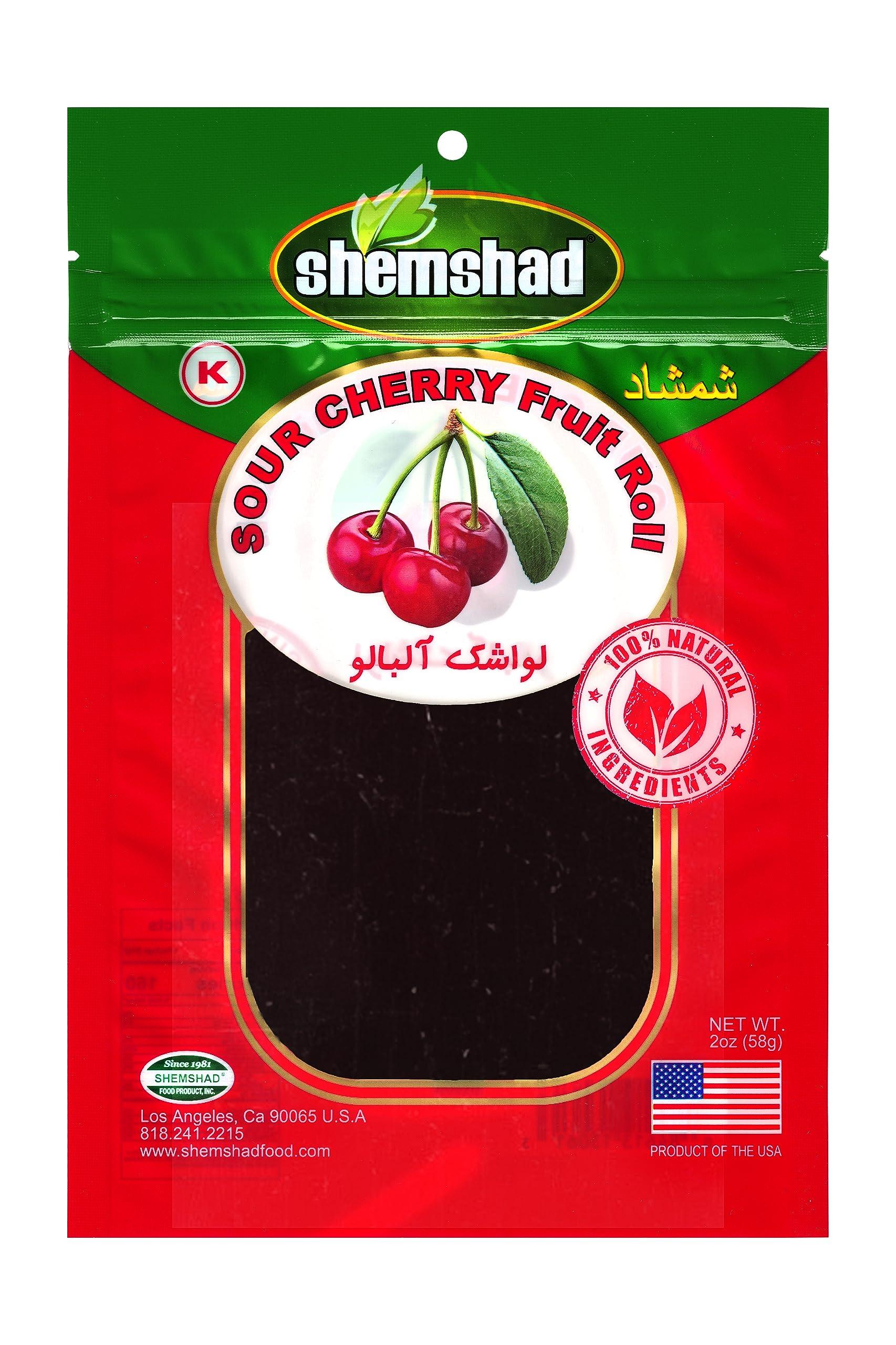 Shemshad Food Shemshad Lavashak Sour Cherry Authentic Persian Style Fruit Leather Sour and Salty Fruit Layer Made in USA Certified Kosher 2oz