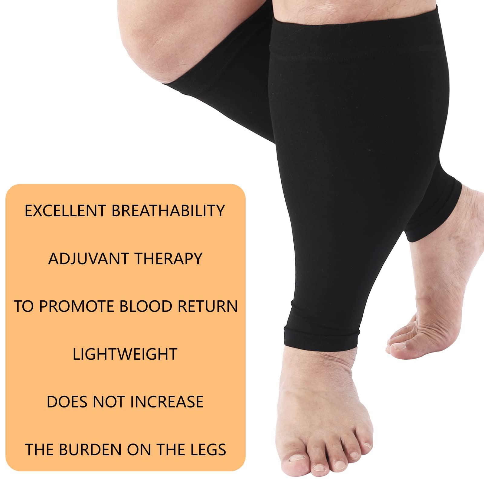 Yxmeiguo Plus Size Compression Sleeves for Calves Women Wide Calf Compression Legs Sleeves Men XXL, Relieve Varicose Veins, Edema, Swelling, Soreness, Shin splints, for Work, Travel, Sports and Daily Wear