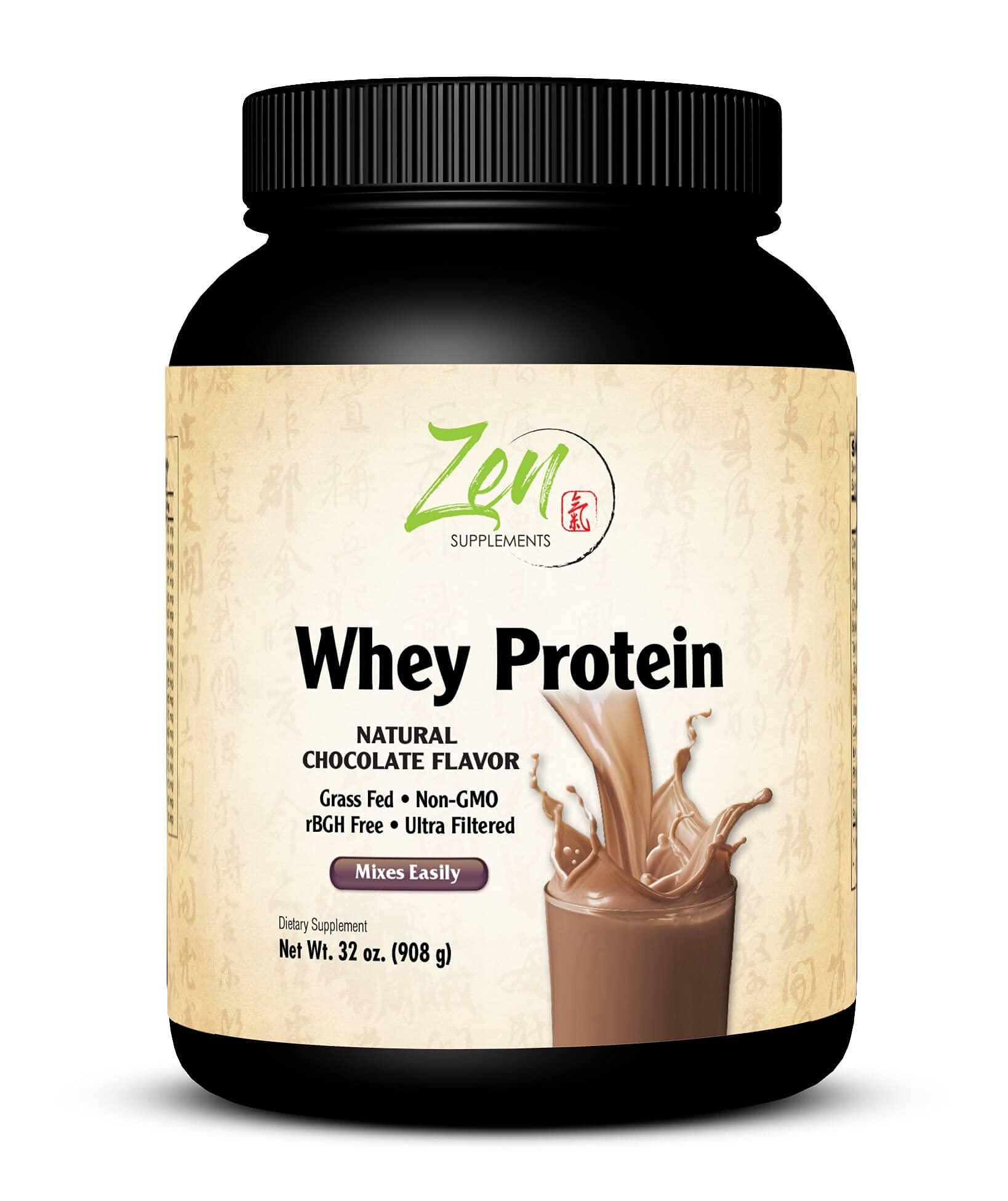 Zen Supplements Zen Supplements - Organic Grass Fed Whey Protein 19g Per Serving Keto Friendly - Chocolate 32 Oz-Powder