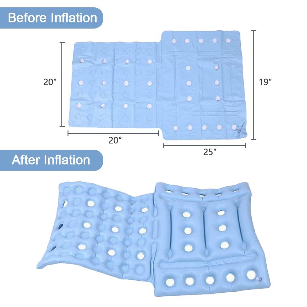 MESINURS MESINURS Wheelchair Inflatable Seat Cushion with Full Back for Elderly Bedridden Patient, Seat Pad for Back Pain Relief (B)