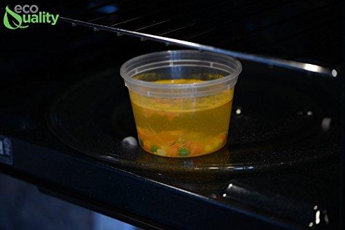 EcoQuality 16 oz - 25 Count - Plastic Soup Containers with Cutlery for Meal Prep, Soup, Deli Containers, Lunch, Togo, Microwave Safe, Dishwasher Safe Containers, Heavy Duty Clear Plastic BPA Free (16 Ounce)