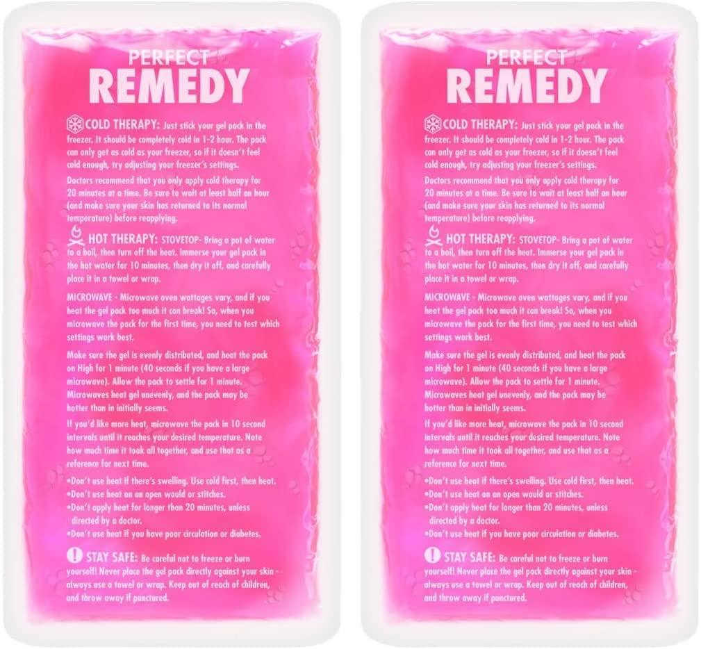 Perfect Remedy 2 Pack Reusable Ice Packs for Injuries Gel, Soothing Flexible Ice Packs for Injuries, Reusable Hot and Cold Pack for Pain Relief, Hot Water Bottles Alternative, Ice Packs Gel (Pink, Regular)