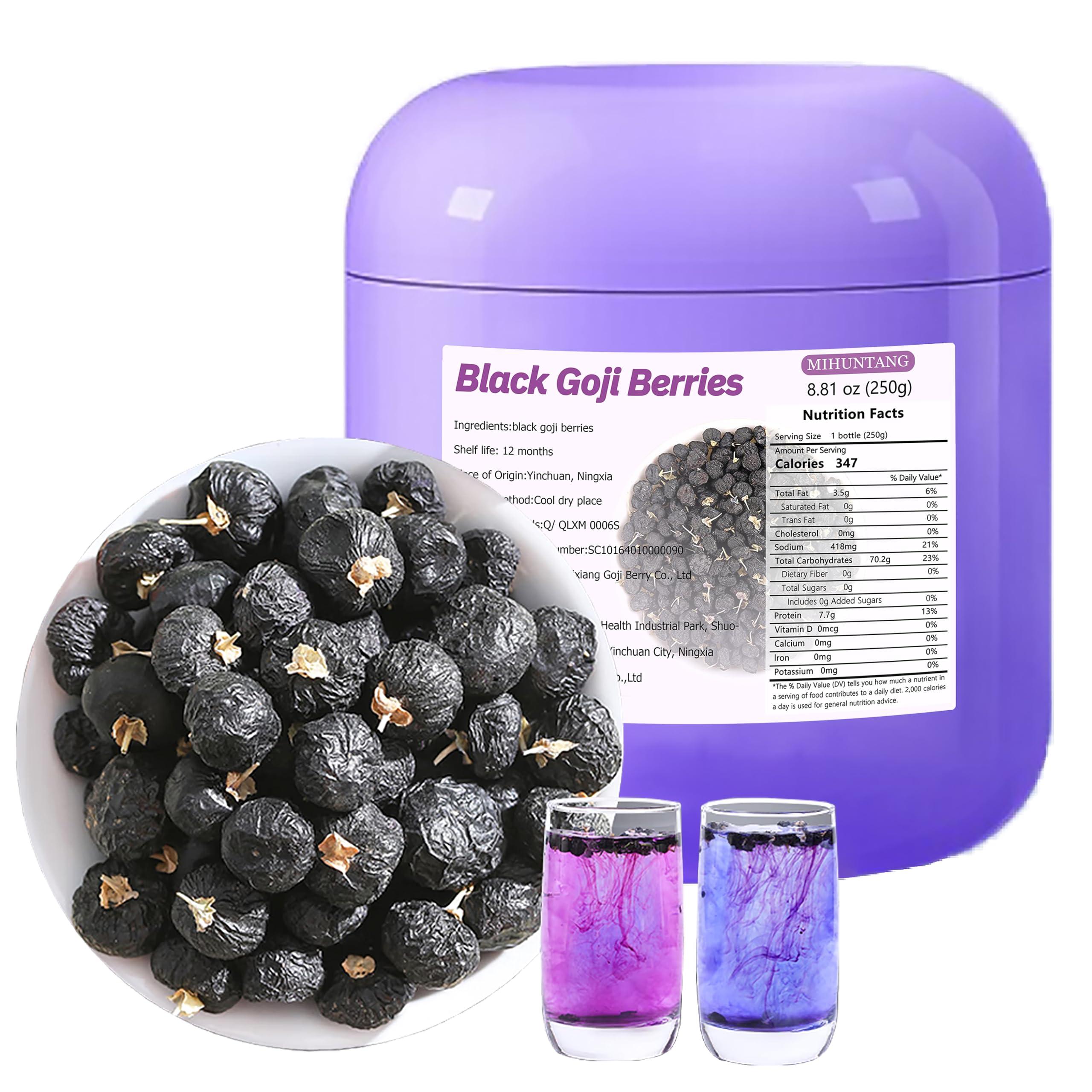 MIHUNTANG Black Goji Berries 8.8oz Qinghai Wolfberry Berry tea Dried Goji Berries250g