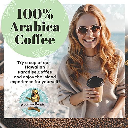 Hawaiian Paradise Coffee Hawaiian Paradise Coffee 10% Kona Dark Roast Decaffeinated -18 Count Single Serve Cups - Dark & Bold Flavor - Decaf - Compatible with Keurig K-Cup Brewers