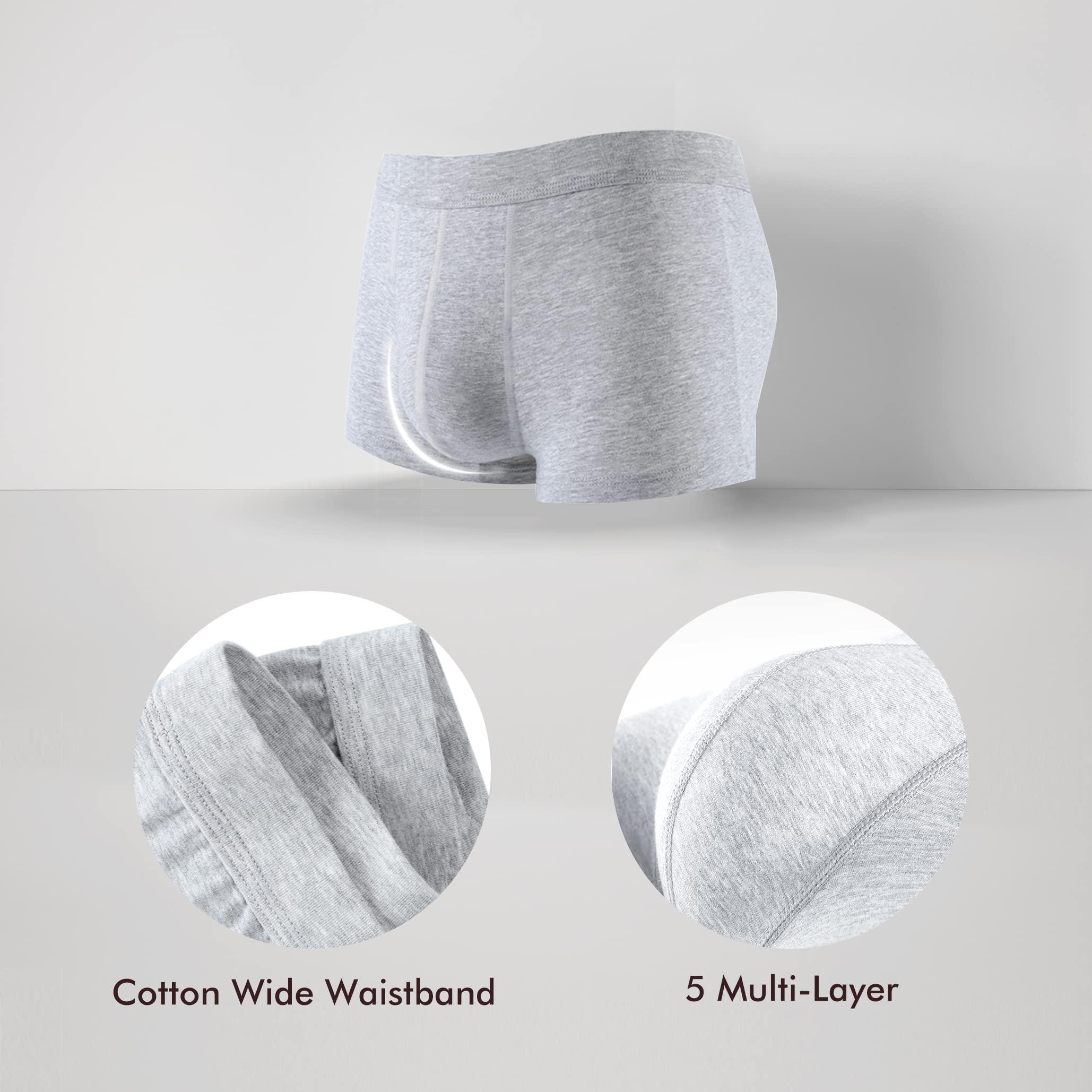 AIRCUTE AIRCUTE Washable Absorbent Urinary Incontinence Underwear for Men, Soft Leak Proof Boxer Briefs for Bladder Leakage 60ML (Small, Gray)