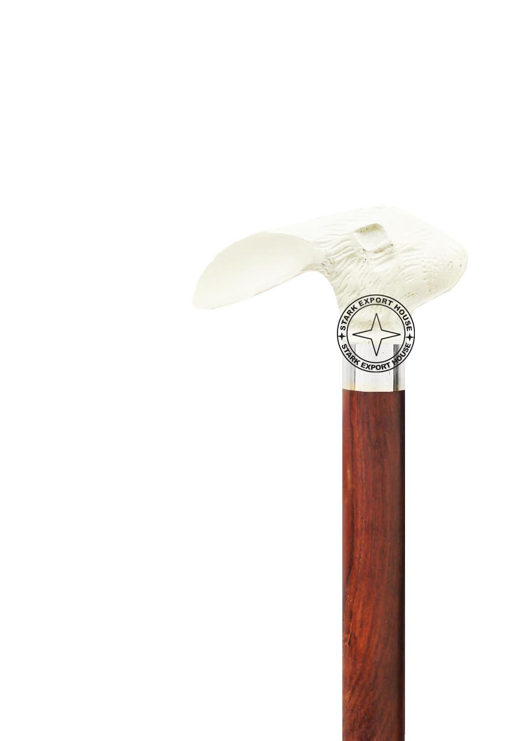 Stark Export House Nickel Brass Walking Cane Rosewood Designer Wooden Walking Stick with Brass Handle Gift for Men & Women 37 inch (SWER) (Brown 5)