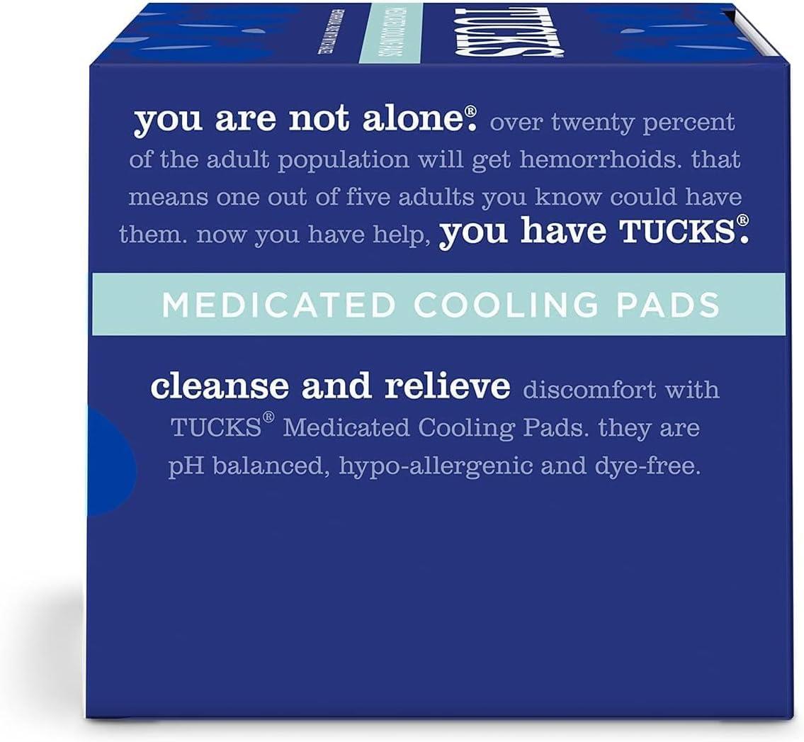 TUCKS TUCKS Medicated Cooling Pads, 100 Count Pads with Witch Hazel, Cleanses Sensitive Areas, Protects from Irritation, Hemorrhoid Treatment, Medicated Pads Used by Hospitals