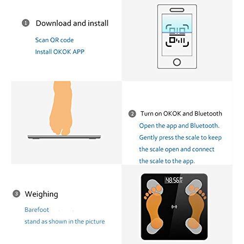 ROLTIN Body Scale - Smart Bmi Scale Digital Bathroom Weight Scale Body Composition Analyzer with Smartphone App