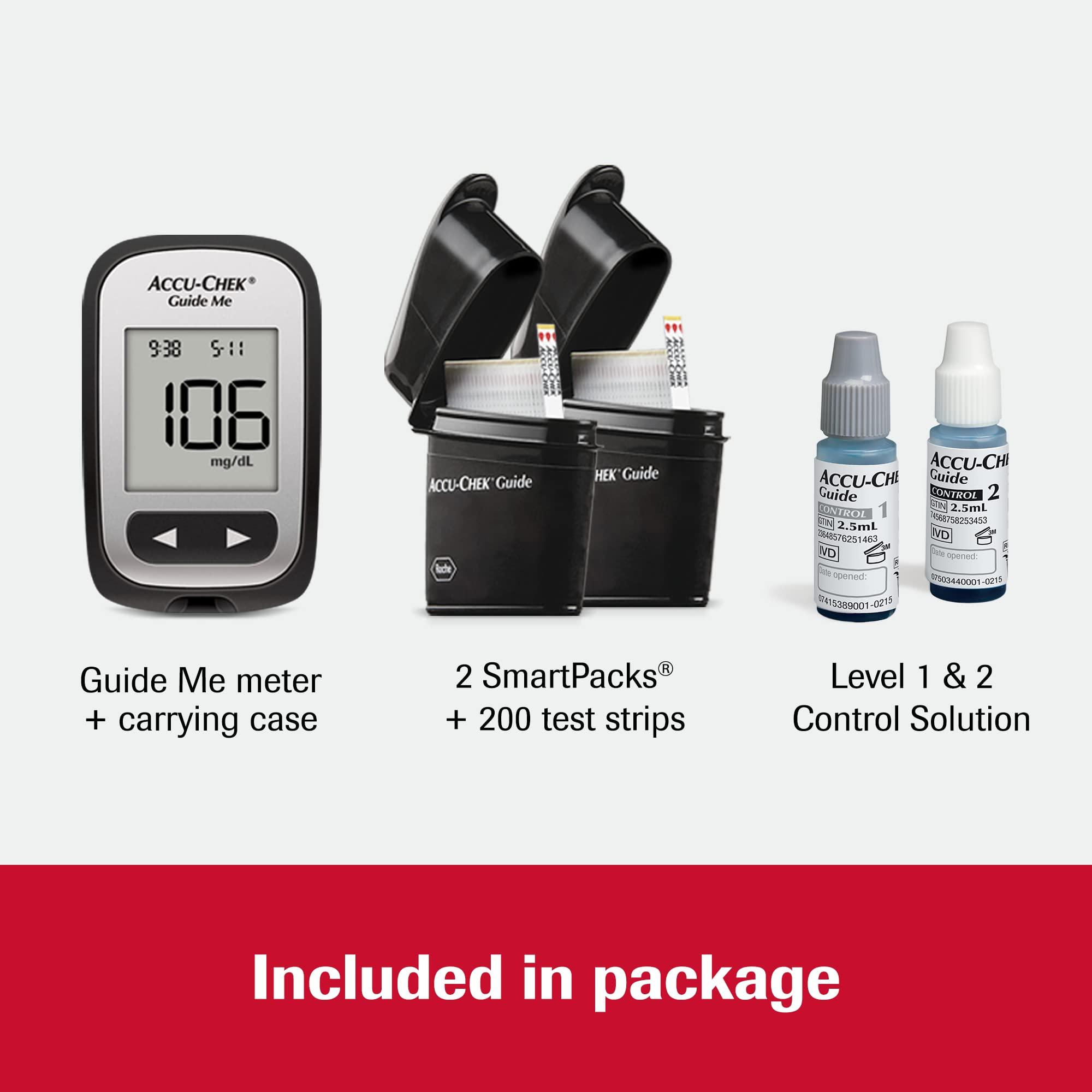 Accu-Chek Accu-Chek Guide Me Glucose Monitor Kit for Diabetic Blood Sugar Testing: Guide Me Meter, 200 Guide Test Strips, and Control Solution