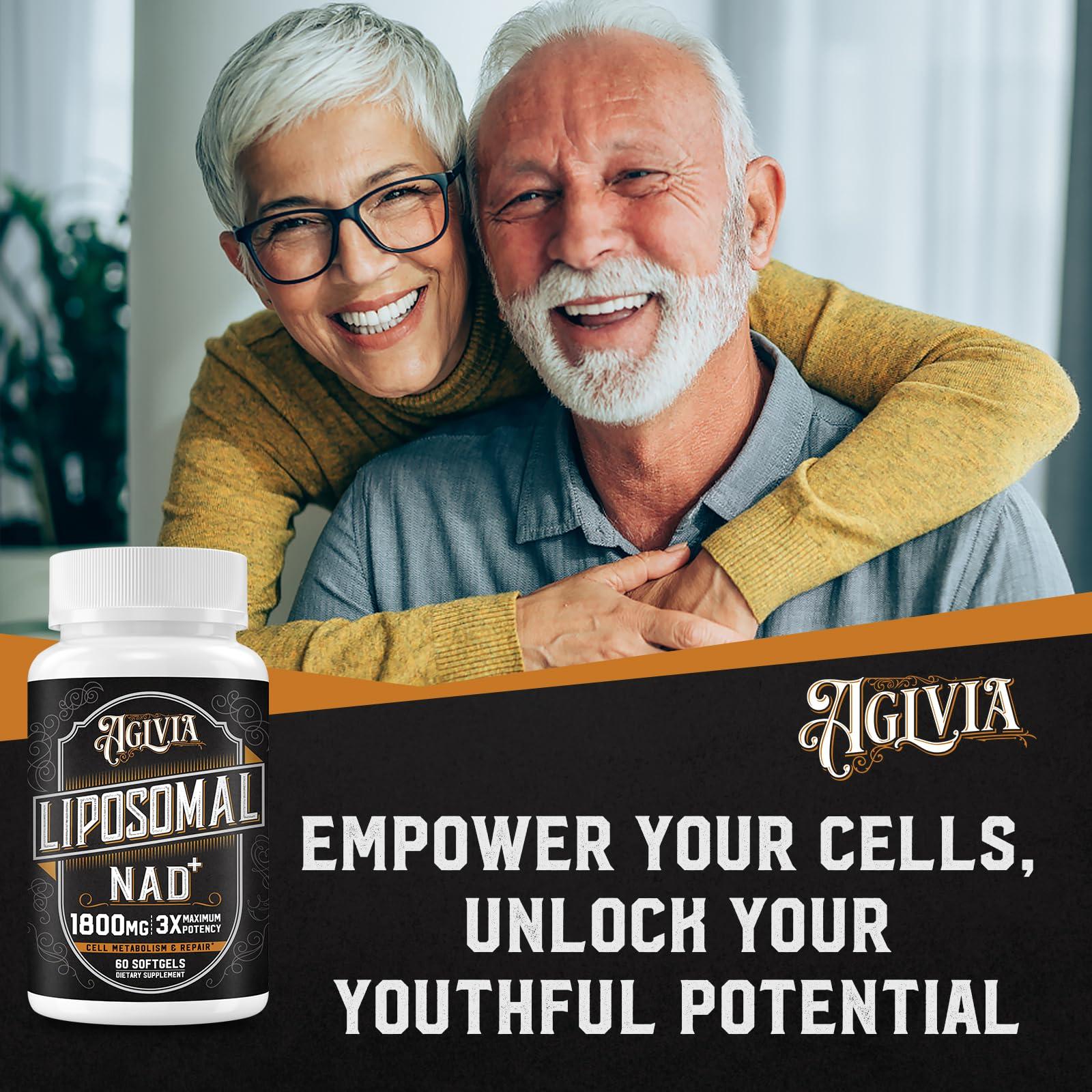 AGLVIA 1800 MG Liposomal NAD Supplement, NAD+ Supplement Similar to Nicotinamide Riboside, 98% Pure NAD Plus Supplement for Energy Booster & Cellular Repair for Men & Women, Non-GMO, 120 Softgels