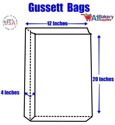 A1 Bakery Supplies Cellophane Bags For Baskets Cellophane Gift Bags For Wine Bottles, Small Baskets, Mugs And Gifts Clear Cellophane Bags Basket Bags Cello Gift Bags Gusset Style Bag 12 in. X 4 in X 20 in. 10 Pack
