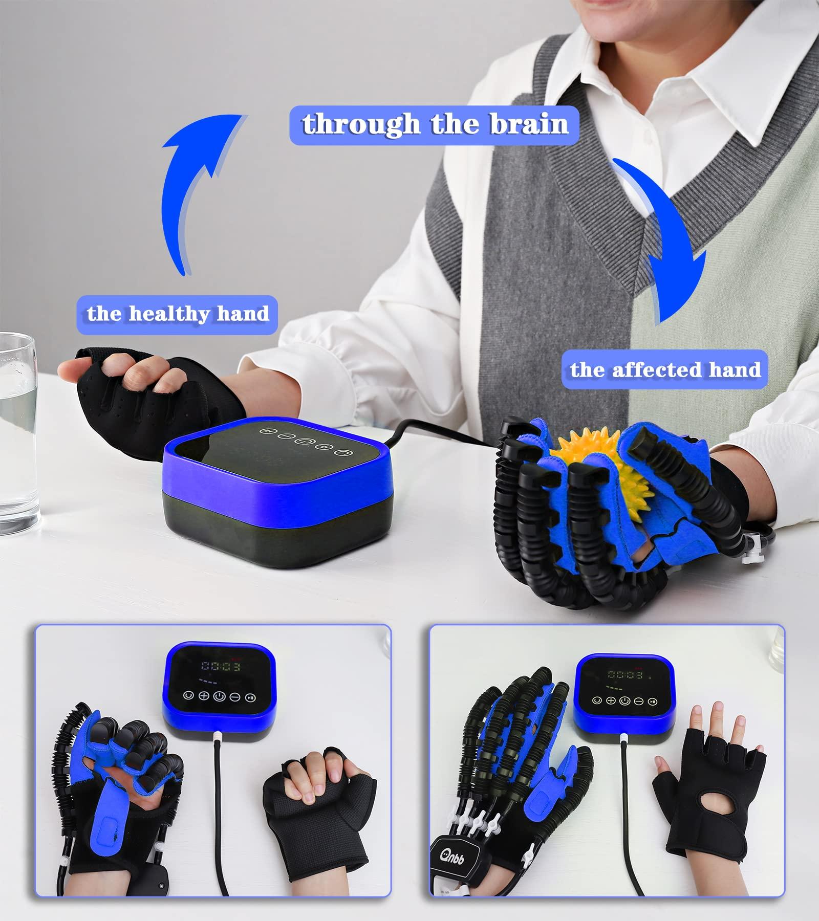 GXXZDN Rehabilitation Robot Gloves Upgrade Hemiplegia Hand Stroke Recovery Equipment with USB Chargeable and Strength Adjustment,Finger Hand Exercise Recovery Equipment (Left Hand XL)