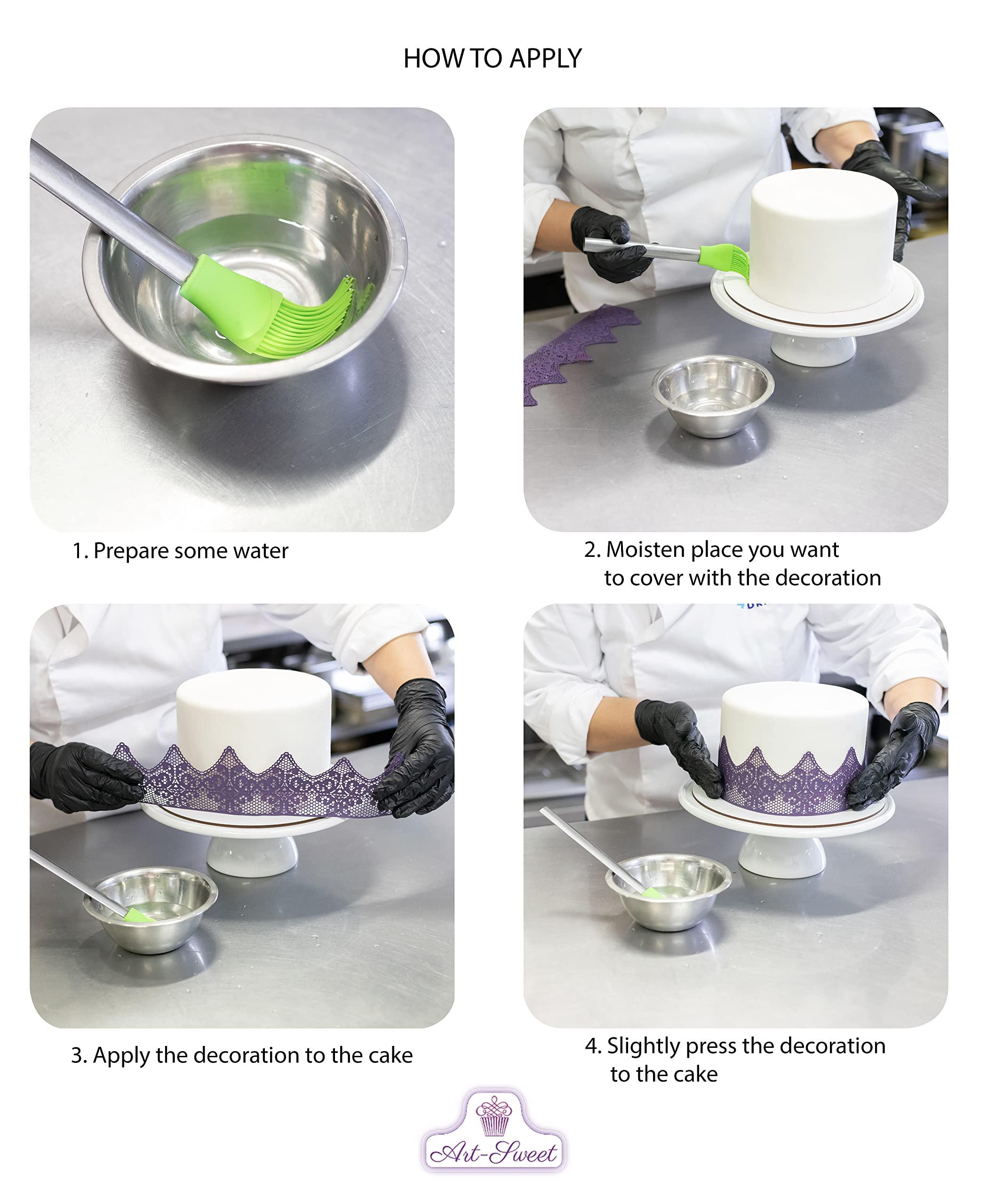 Art-Sweet Art-Sweet Ready to Use Sugar Lace for Cake Decoration - Pre-Made Cake Lace with Sprinkles - Edible Lace for Cakes (Chocolate)