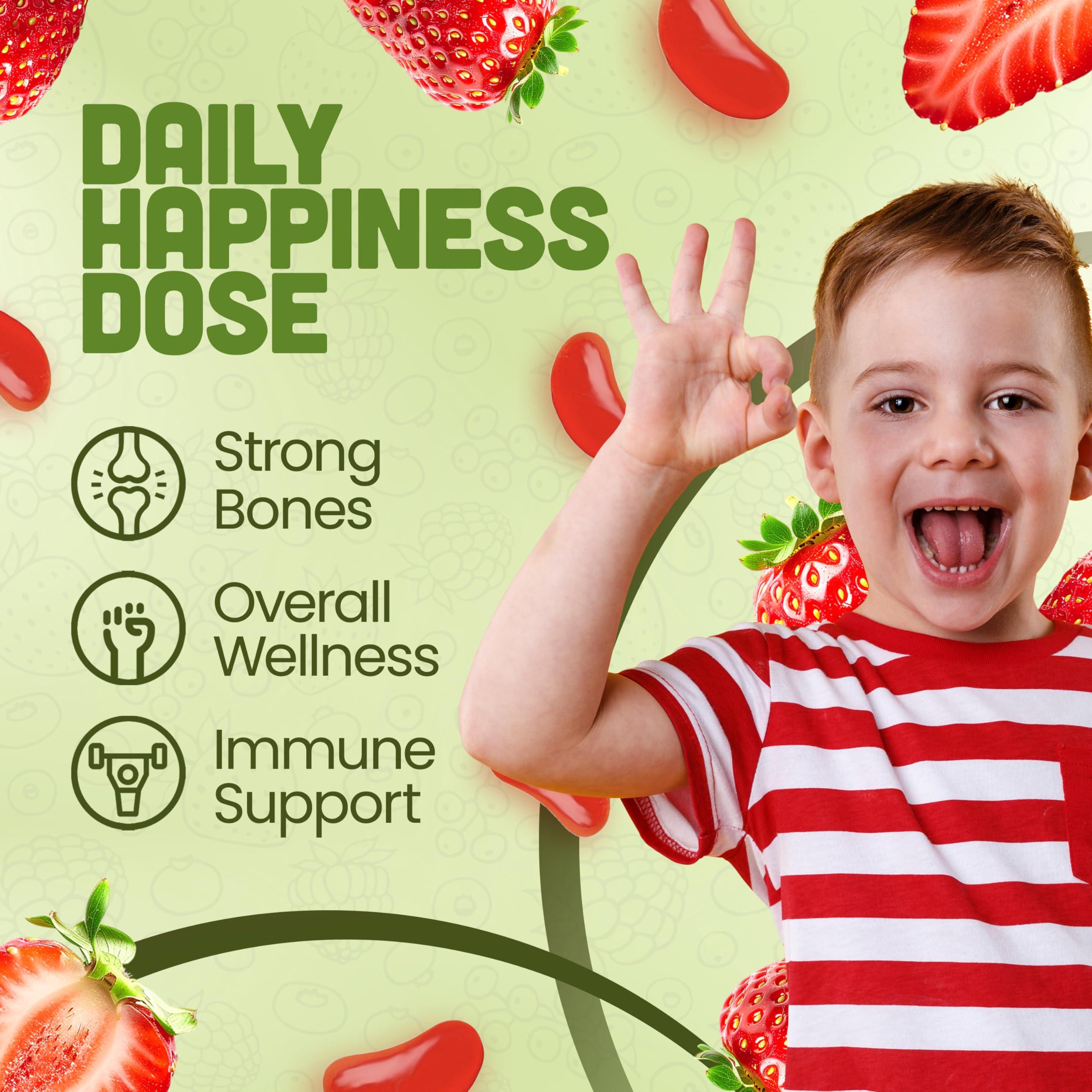 BeElevated BeElevated Vitamin D3 Jelly Beans - Chewable Vitamins Gummies for Kids Immune Support - Multivitamin Supplements for Bone & Joint Support - 2,000 IU Vegetarian Gummy - 120 Strawberry Flavor Beans