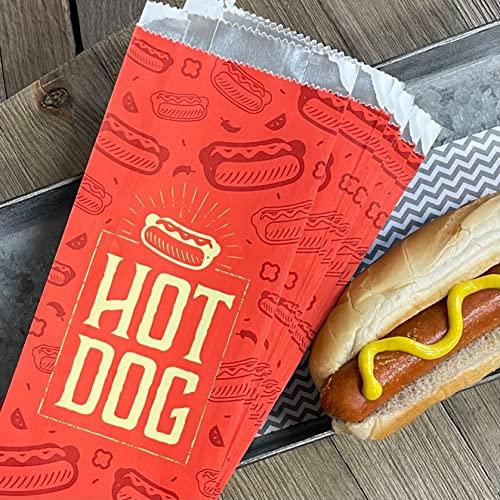 Outside the Box Papers Printed Foil Hot Dog Bags - 50 Pack - Silver Red by Outside the Box Papers
