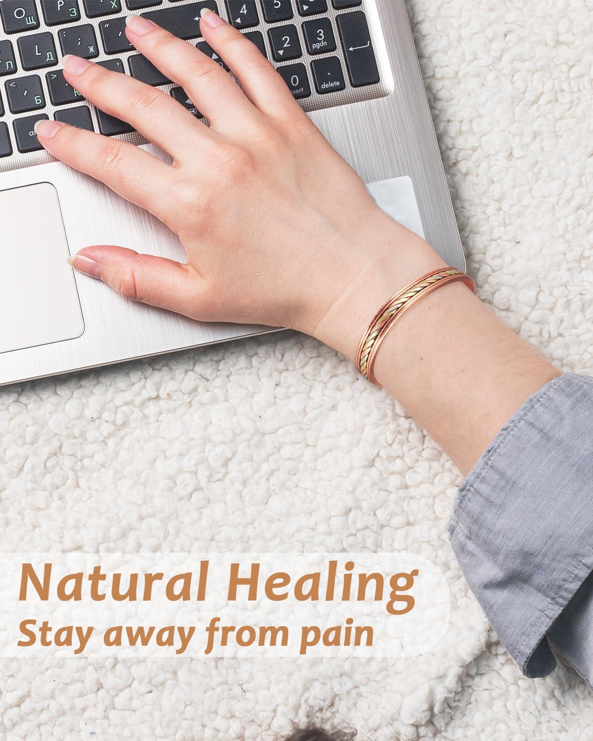 MagVIVACE MagVIVACE Women Copper Magnetic Bracelet for Arthritis, Pure Copper Jewelry, Lymph Detox Bracelets with 3500 Gauss Magnet(1009)