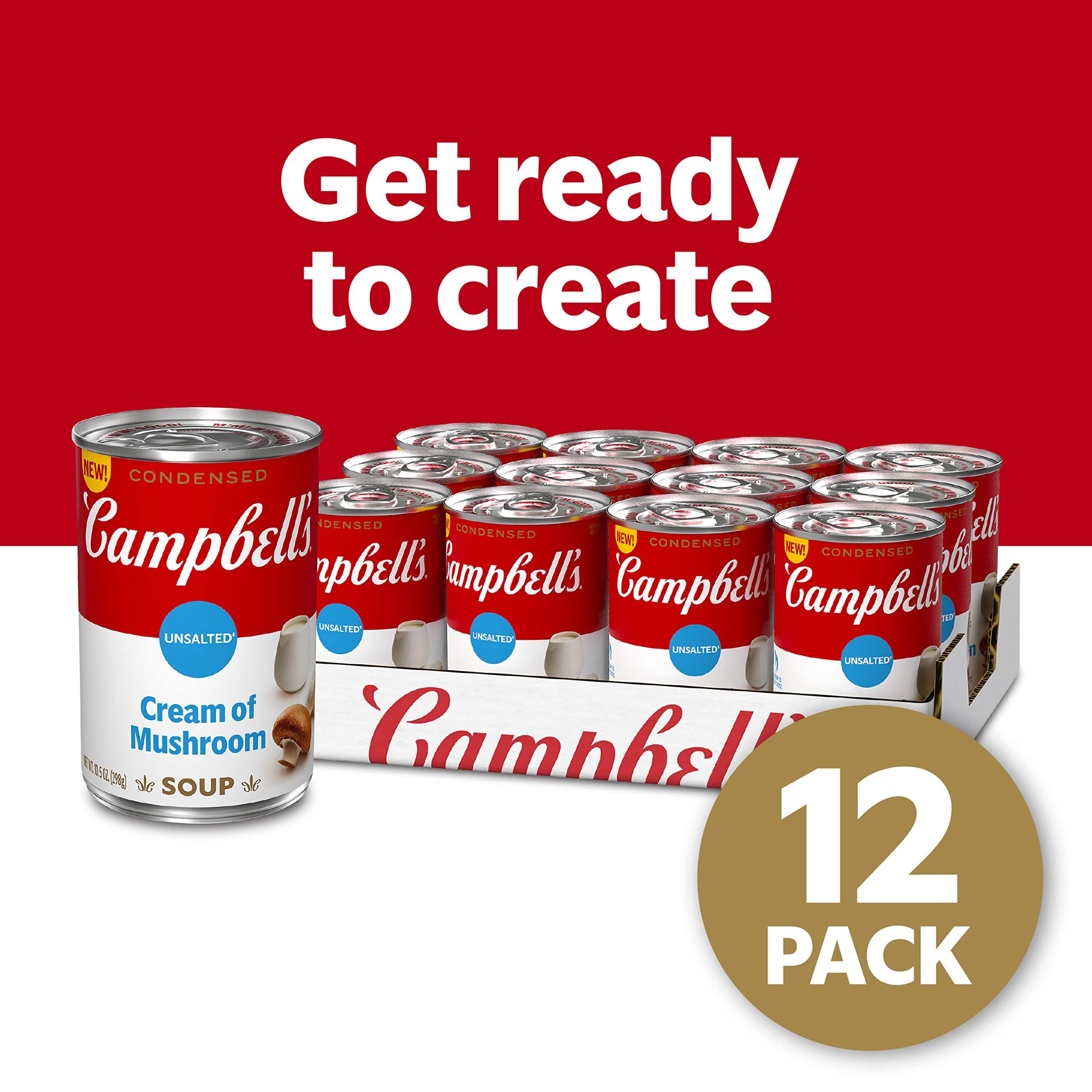 Campbell's Campbells Condensed Unsalted Cream of Mushroom Soup, 10.5 Ounce Can (Pack of 12), brand is Campbell\'\'s