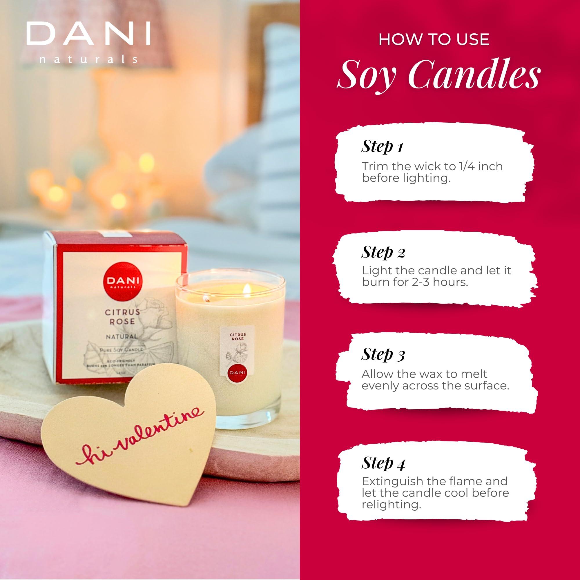 DANI DANI Naturals Scented Soy Candle - 7.5 Ounces (Citrus Rose)
