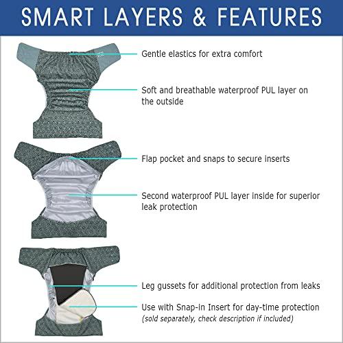 Ecoable Adult\'s Cloth Diaper Cover 2.0 - Incontinence Protective Briefs with Insert and Prefold for Special Needs Teens, Men and Women (Medium, Deep Red)