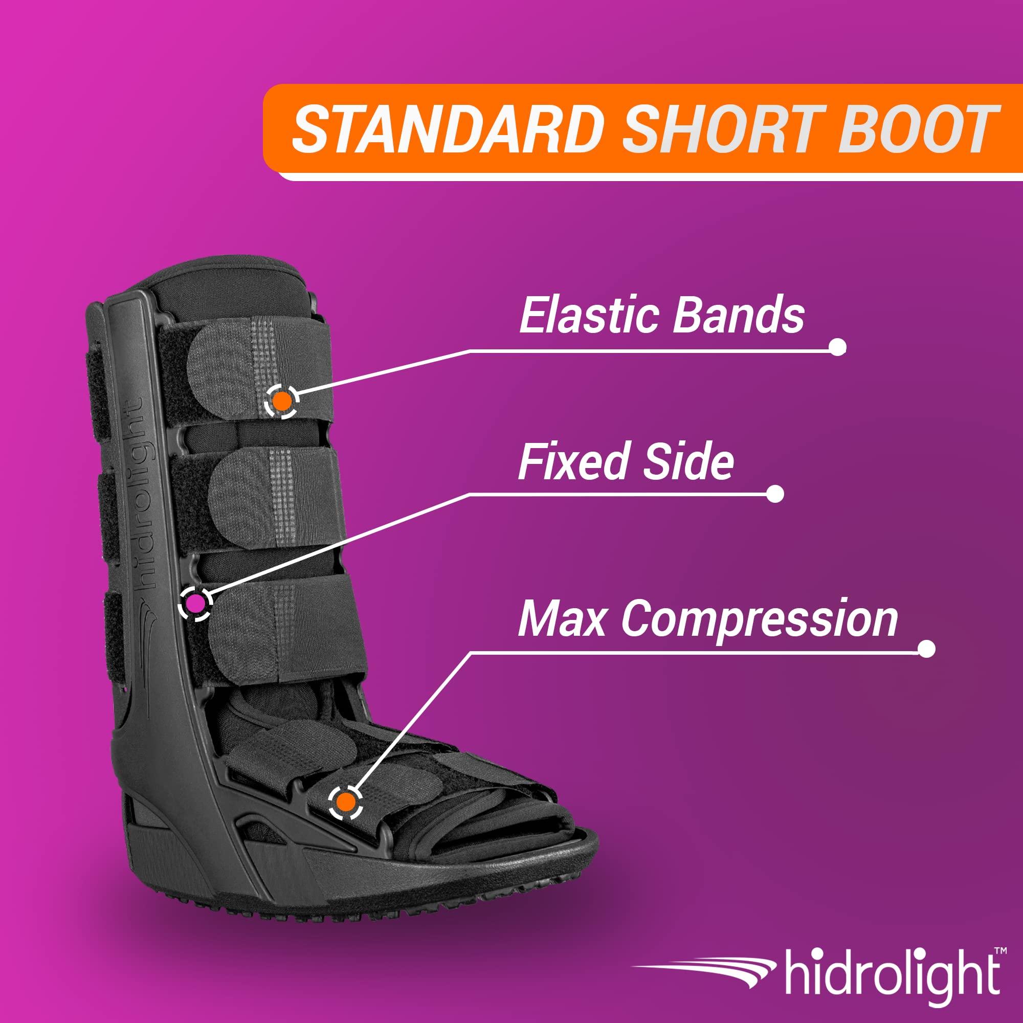 HIDROLIGHT HIDROLIGHT - Short Immobilizing Boot - Walking Boot for Broken Foot, Ankle Brace for Men & Women, Fracture Boot, Ankle Support Stabilizer, Medical Supplies - Fits Left and Right - Black, S