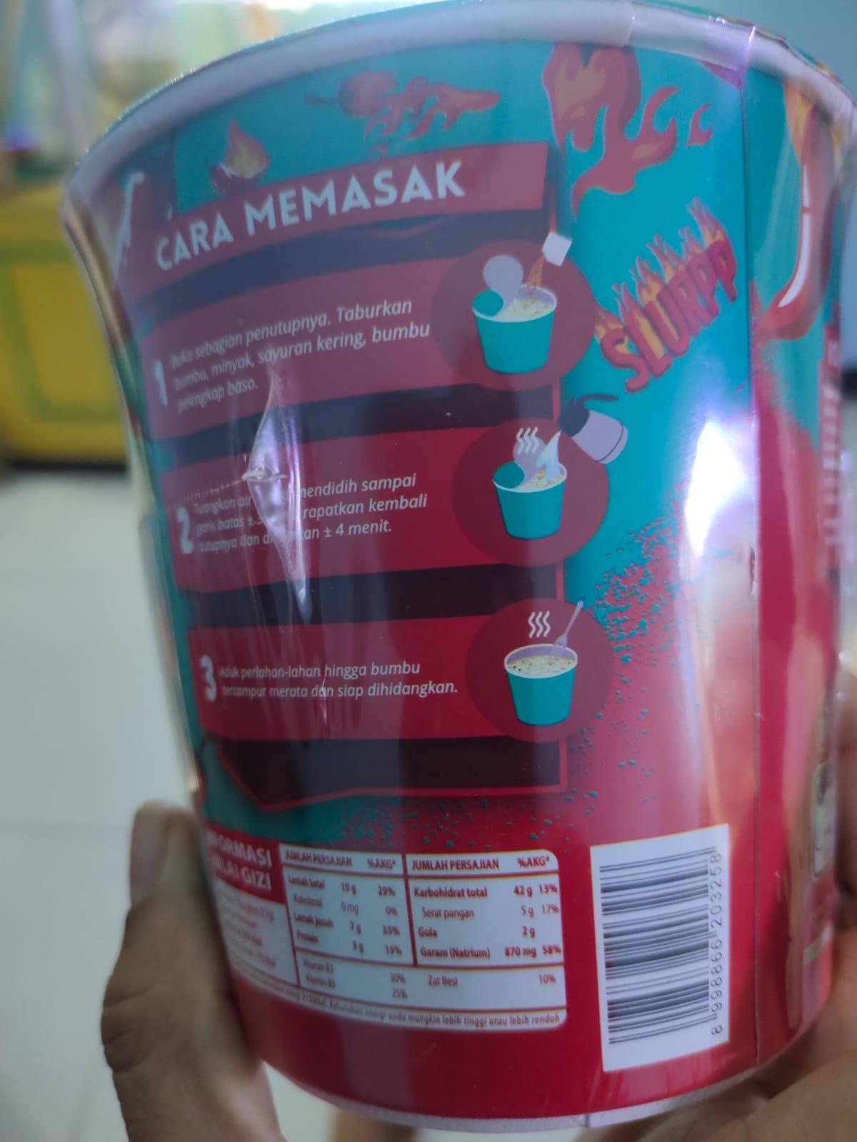 Mie Sedaap Mie Sedaap Cup Instant Noodle Rawit Bingit Rasa Baso Bleduk, 77 gram (Pack of 2)