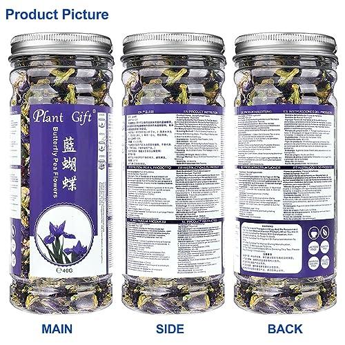 Plant Gift Plant Gift Dried Blue Butterfly Pea Flowers Tea, (Clitoria Ternatea) Edible Flowers, Dragon Pea Flower, Butterflies Tea Recipes Food Coloring 40G/1.41oz