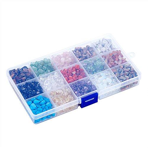 KISSITTY KISSITTY About 1200pcs 15 Styles Mixed Natural & Synthetic Drilled Gemstone Chip Beads 5-8mm Irregular Semi Precious Chakra Energy Healing Stone for Vase Fillers DIY Jewelry Craft Making