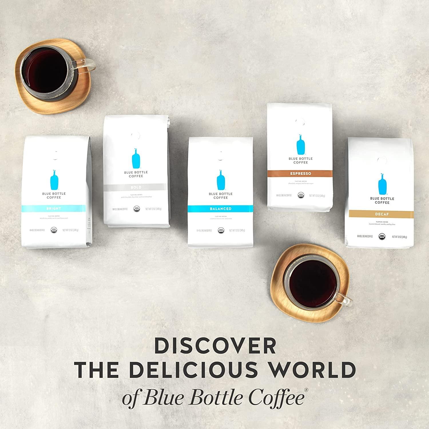 Blue Bottle Coffee Blue Bottle Whole Bean Organic Coffee, Bright, Light Roast, 12 Ounce Bag (Pack of 2)