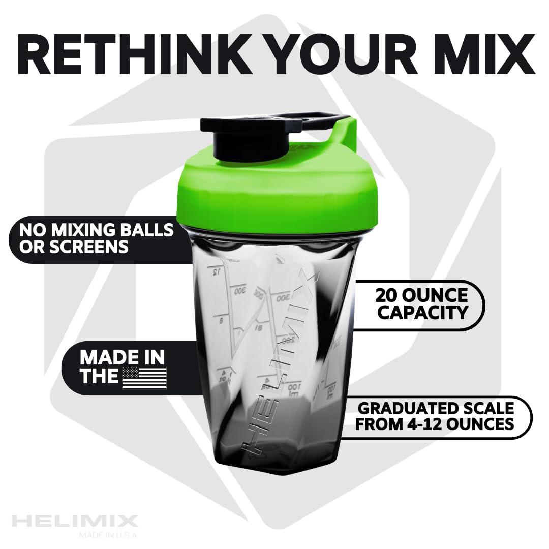HELIMIX HELIMIX 1.5 Vortex Blender Shaker Bottle Holds Upto 20oz | No Blending Ball or Whisk | USA Made | Portable Pre Workout Whey Protein Drink Shaker Cup | Mixes Cocktails Smoothies Shakes | Top Rack Safe