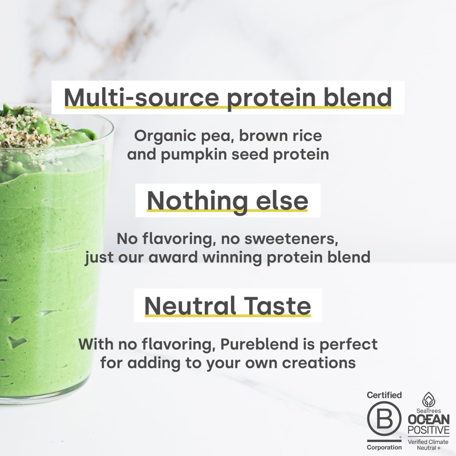 Form Form Pureblend Protein - Unflavored and Unsweetened Vegan Protein Powder - 15g of Plant Based Protein per Serving. Perfect for Your Smoothies, Cooking and Baking.