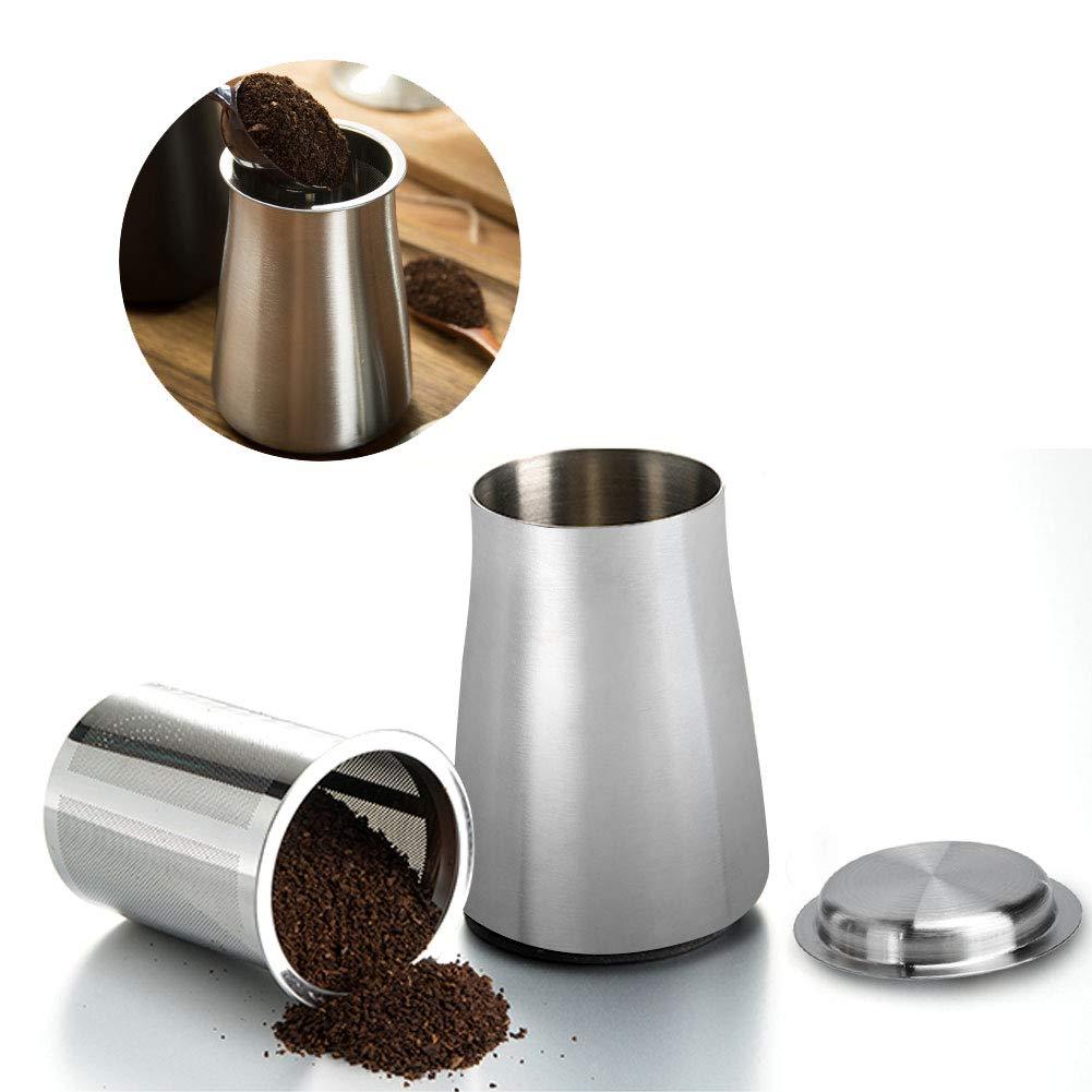 TOPINCN 304 Stainless Steel Dredge Coffee Powder Sifter Sieve Filter Container Coffee Making Accessory(Silver)